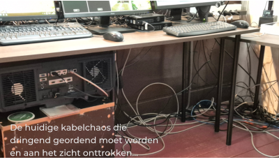 De huidige kabelchaos die dringend geordend moet worden en aan het zicht onttrokken…